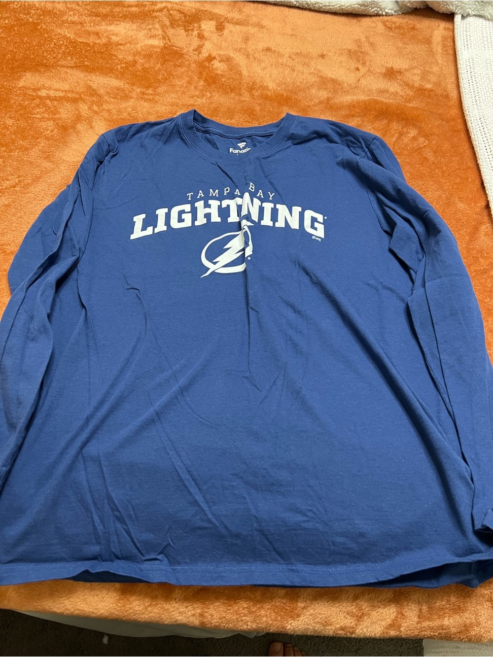 Fanatics Tampa Bay Lightning Long Sleeve Tee in Blue with White Logo